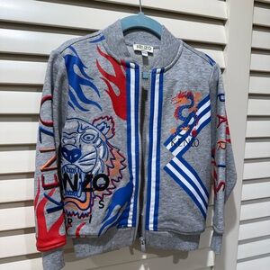 Kenzo Kids Gray Graphic Zip-Up Jacket